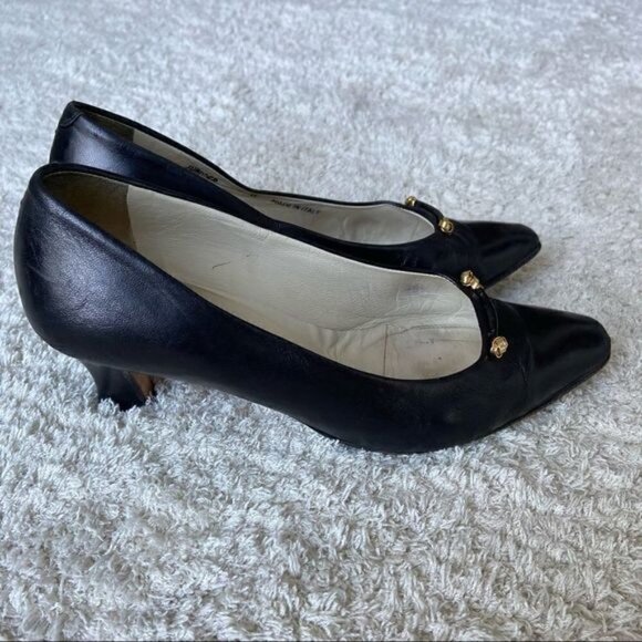 BALLY vintage pointed toe black heels Juniper 7 - Picture 3 of 7